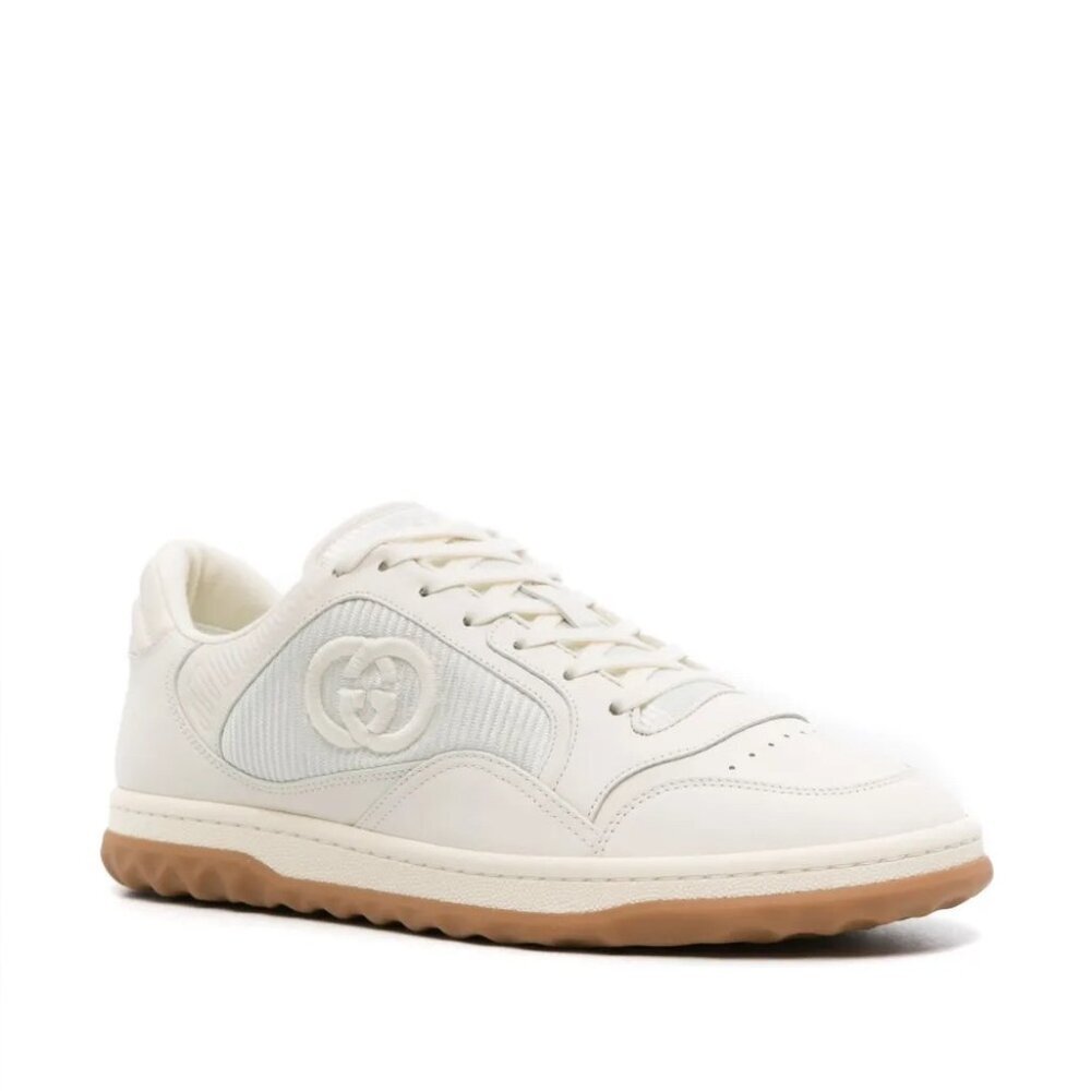 Gucci Ivory Mac 80 Leather Sneakers Size 7 Unisex Embroidered Gg Logo Luxury